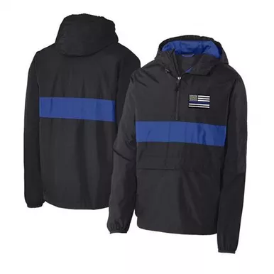 1/2 Zip Hooded - Thin Blue Line Embroidered